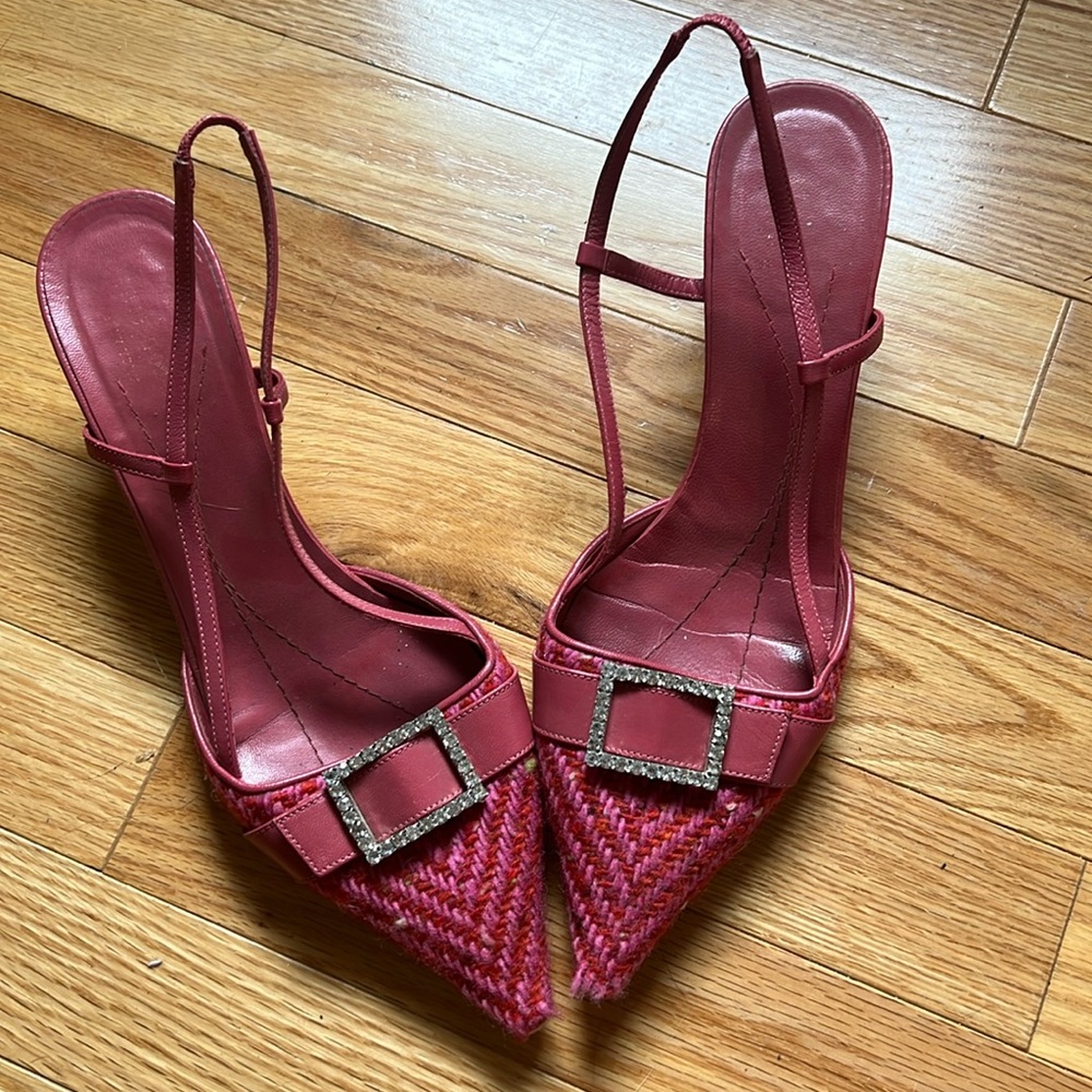 Vintage Kate Spade Pink Tweed Kitten Heels